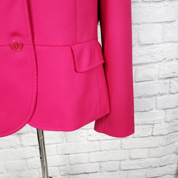 Talbots Pink Stretch Wool Blazer Jacket Black Collar Back Vent Career Size 16 - Picture 5 of 14